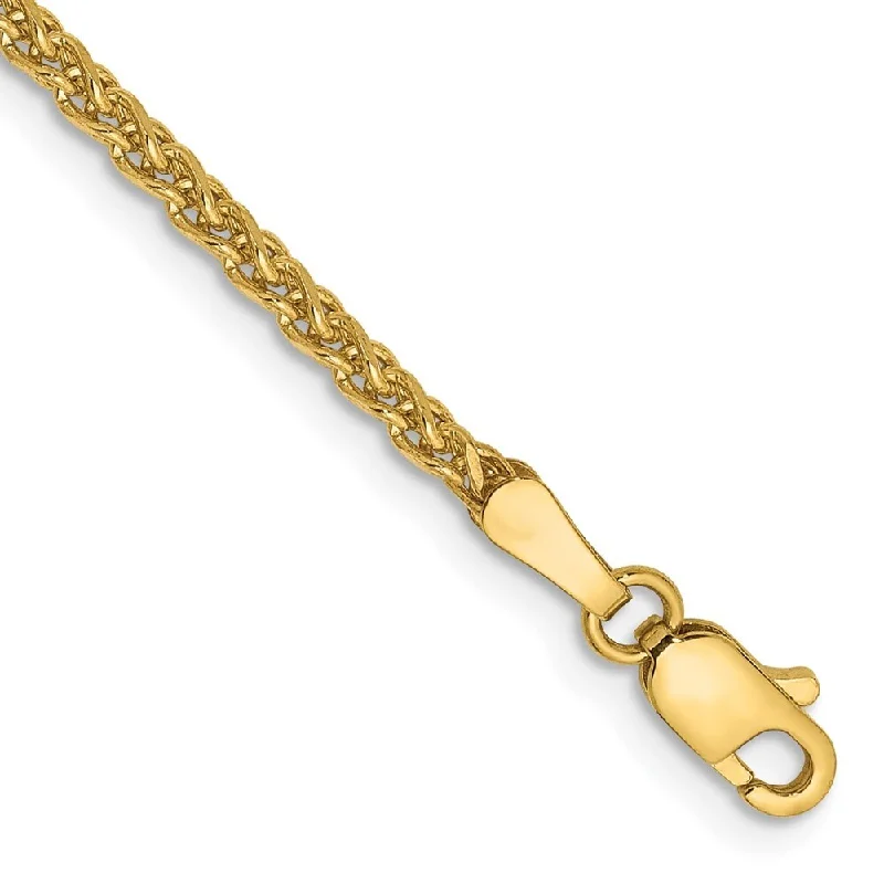 Women’s friendship bracelets-14k Yellow Gold 1.8mm Diamond-Cut Spiga Chain Bracelet, 7"